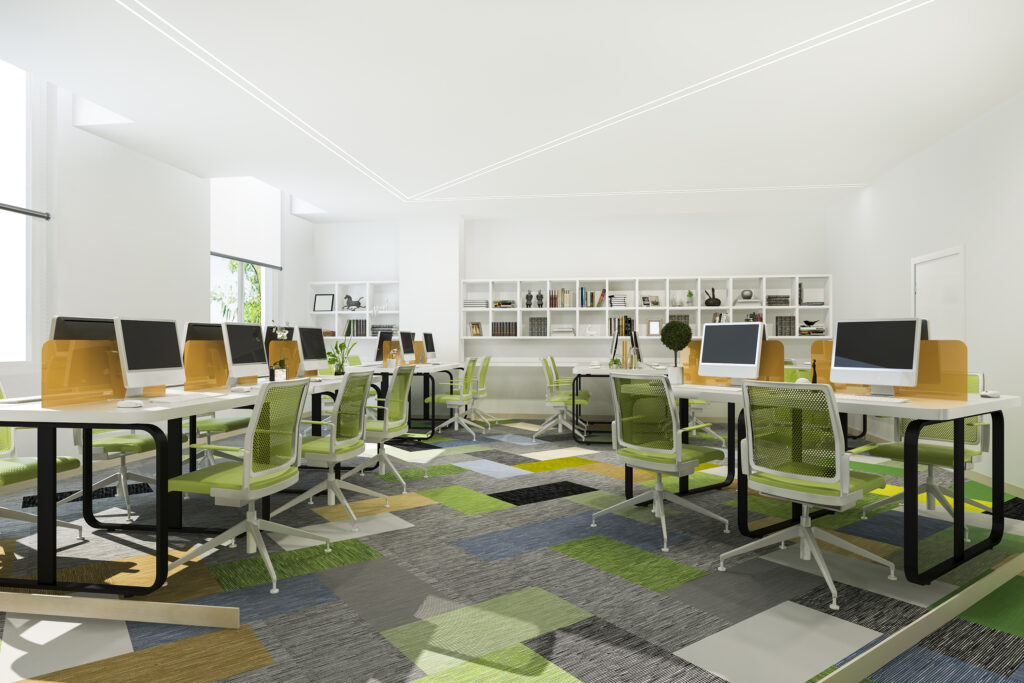 Green Business Meeting Working Room Office Building With Bookshelf 1024x683